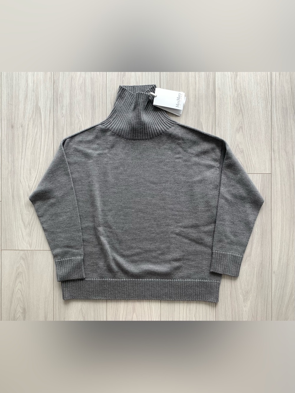 MaxMara Charcoal Ribbed Turtleneck Sweater